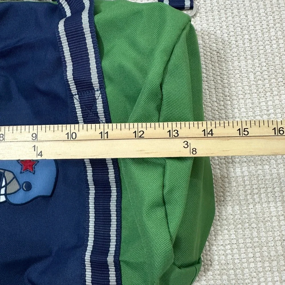 Green Navy Blue Football Helmet Canvas Duffle Bag Sporty Gym‎ Travel Weekend Bag